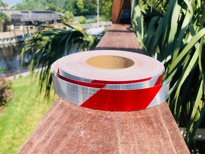 1" Oralite V82 Reflective Tape White Red Striped Type 5 Conspicuity Hazard Tape