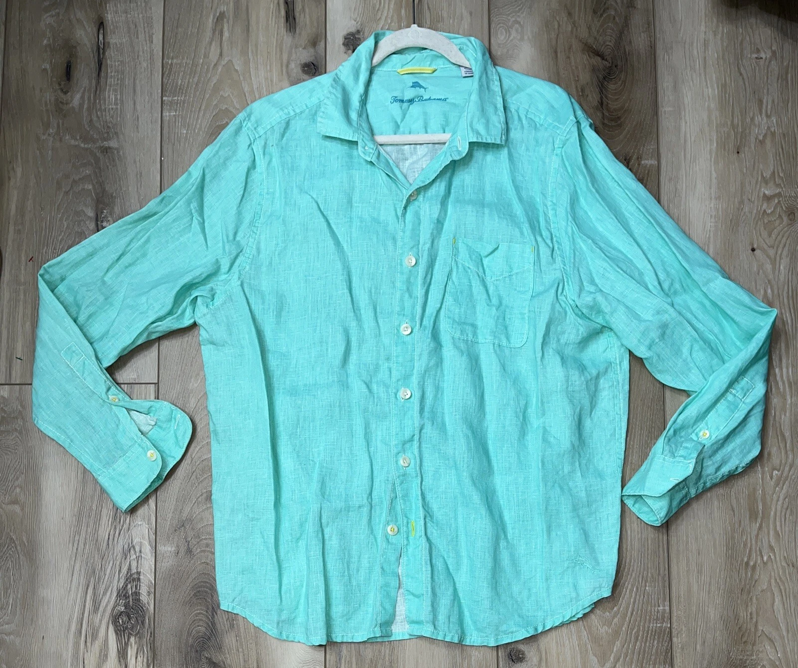 Tommy Bahama Mens 100% Linen Button Down Long Sleeve Green Size Large