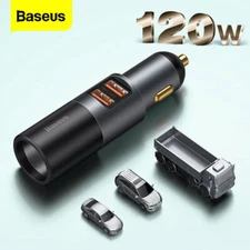 Baseus 120W USB Type-C Car Charger PD3.0 QC Fast Charge Adapter Socket Splitter