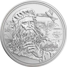 Icons of Inspiration Da Vinci 2021 Niue Island 1 oz Silver 2 NZD BU 109.41 per troy oz