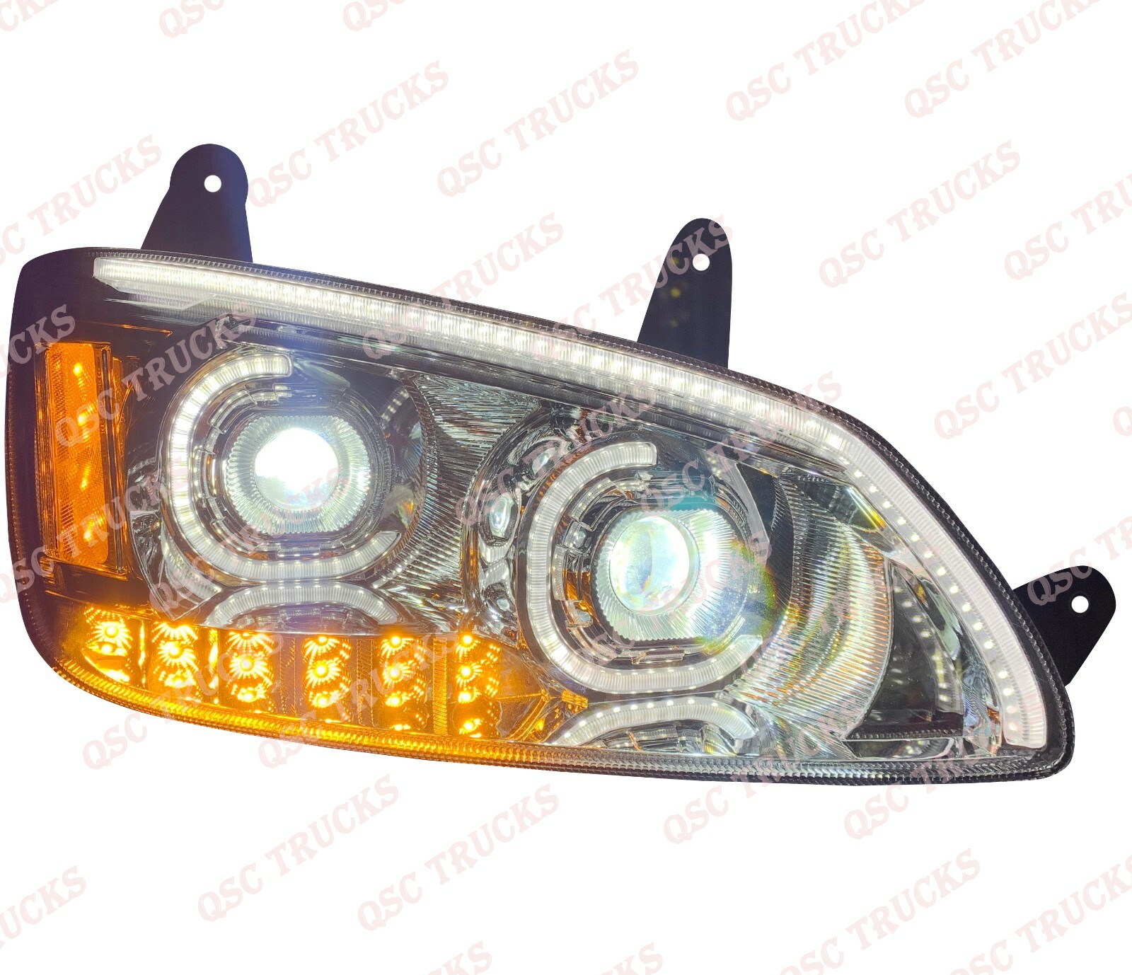 QSC Full LED Performance Headlight Assembly Fog Lights Set for Kenworth T660