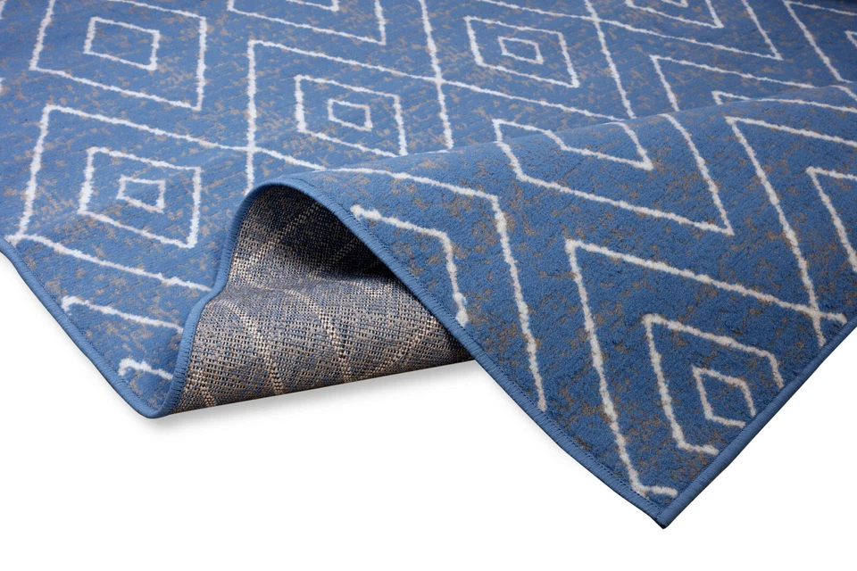 Diamond Geometric - 2'x4', Light Blue, Moroccan Transitional Area Rug - 517 - Image 4 of 4