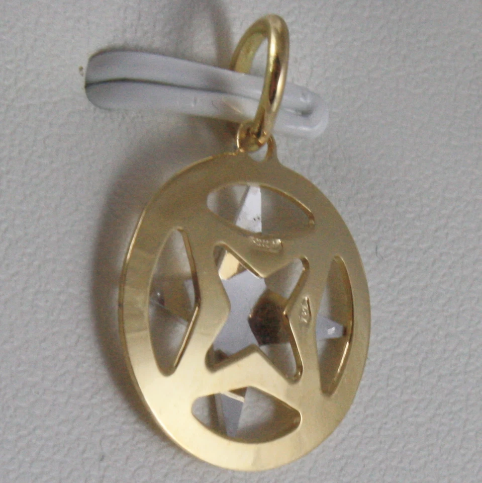 ORO BLANCO Y AMARILLO SÓLIDO 18K ROSA DE LOS VIENTOS, ENCANTO BRÚJULA, COLGANTE HECHO EN ITALIA Foto 3 de 4