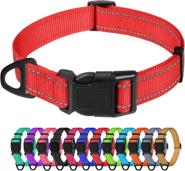 Hundehalsband Verstellbar Reflektierend Nylon Rot 2,5Cm Breite FüR 1 StüCk-image