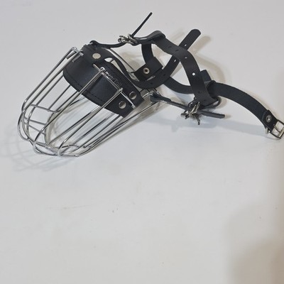 CleverTail Metal Wire Leather Adjustable Dog Muzzle Size L Non Breed Specific