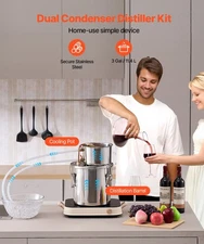 New Alcohol Still, 3 Gal / 11.4 L Stainless Steel Water Alcohol Distiller with