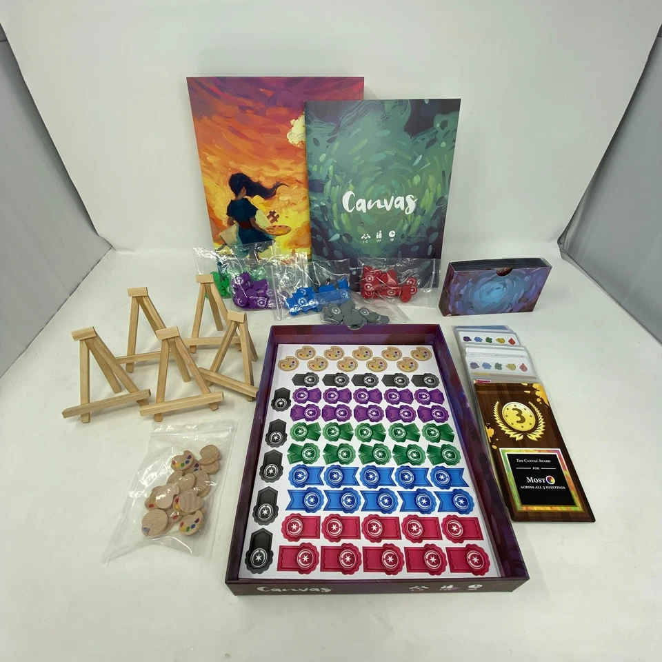 CANVAS Board Game Kickstarter Edition w Wooden Pieces, Easels, Playmat - Image 4 of 4