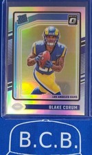 Blake Corum 2024 Panini Donruss Optic Rated Rookie Silver Prizm Holo RC 208 Rams