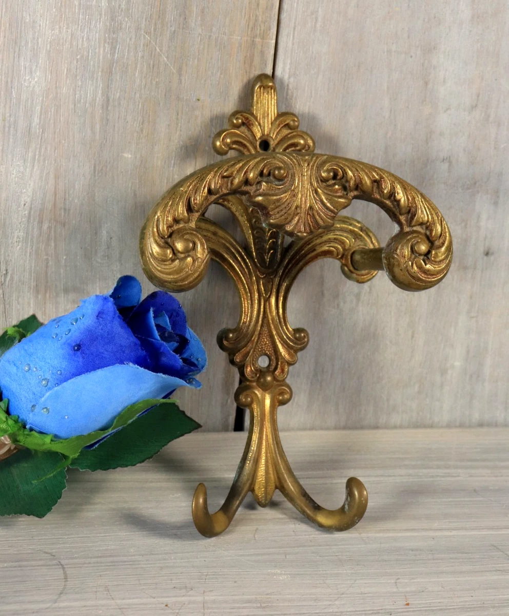 Porte-manteaux et porte-chapeaux italien orné en laiton et bois, support d'arbre