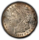 1921-D $1 Morgan Silver Dollar - Original Toning - Frosty BU - SKU-D7581
