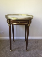 Late 19th Century French Bouillotte  Occasional Table  -  Circular w. Marble Top