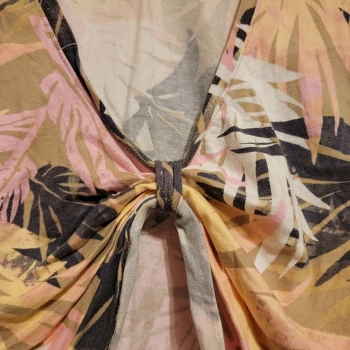 Womens Top Hawaiian Print Short Sleeve Tie Front Size Small - Picture 3 of 3