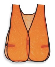 High Visibility Safety Vest, Polyester Mesh, Hook-and-Loop Closure, Orange, XL/2