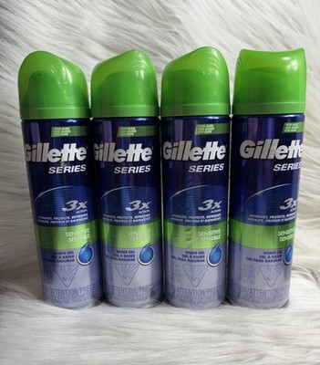 Gillette Series 3X Sensitive Shave Gel, 7 OZ Each ( 4 Pack)