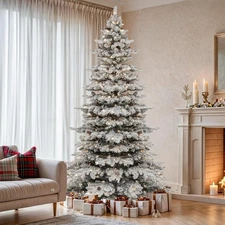 7.5 Ft Pre-Lit LED Grand Duchess Balsam Fir Flocked Artificial Christmas Tree