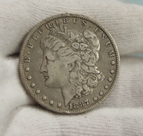 1887 O US Morgan Silver Dollar $1 Fine (Cleaned)