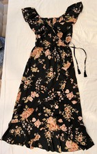 Black Floral Print Maxi Dress Medium