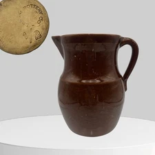 Rare Logan Pottery Co Company OHIO Brown Glazed Pitcher 1/2 Antique