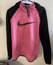 Nike Therma-FIT Women's Pullover Hoodie Pink/Black Colorblock L Fleece Pockets