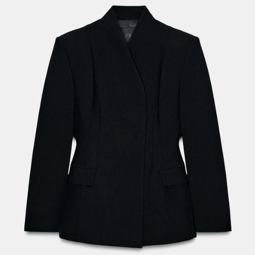 Zara Black Viscose Blend Fitted Blazer Women Jacket BNWT 3736/045