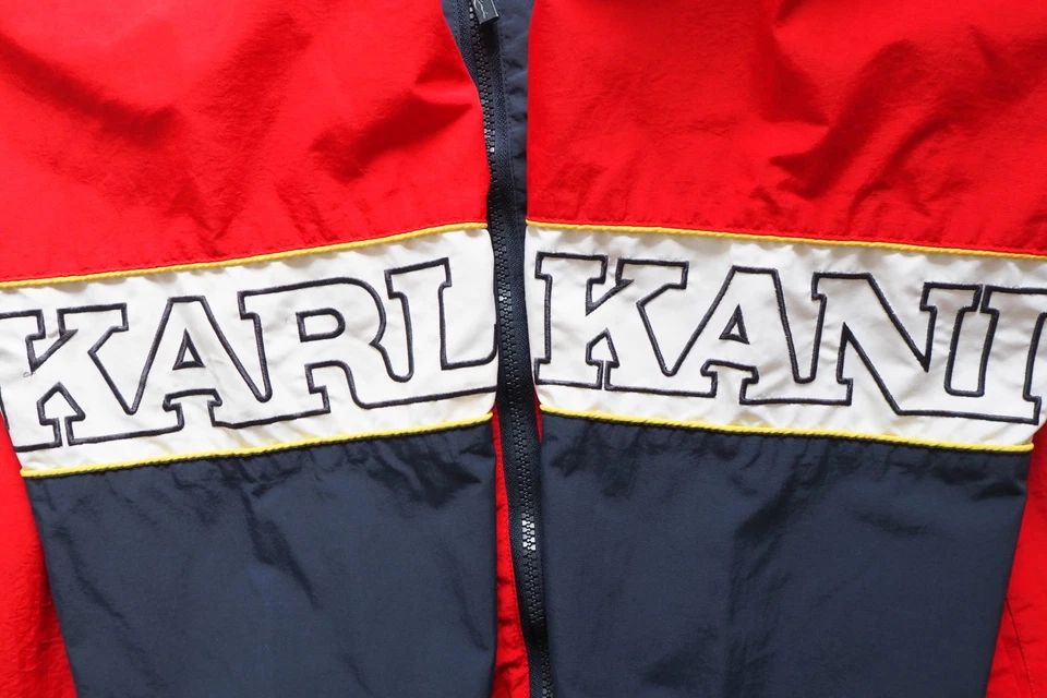 Chaqueta cortavientos deportiva vintage KARL KANI cremallera completa logotipo grande talla L 00s Foto 4 de 4