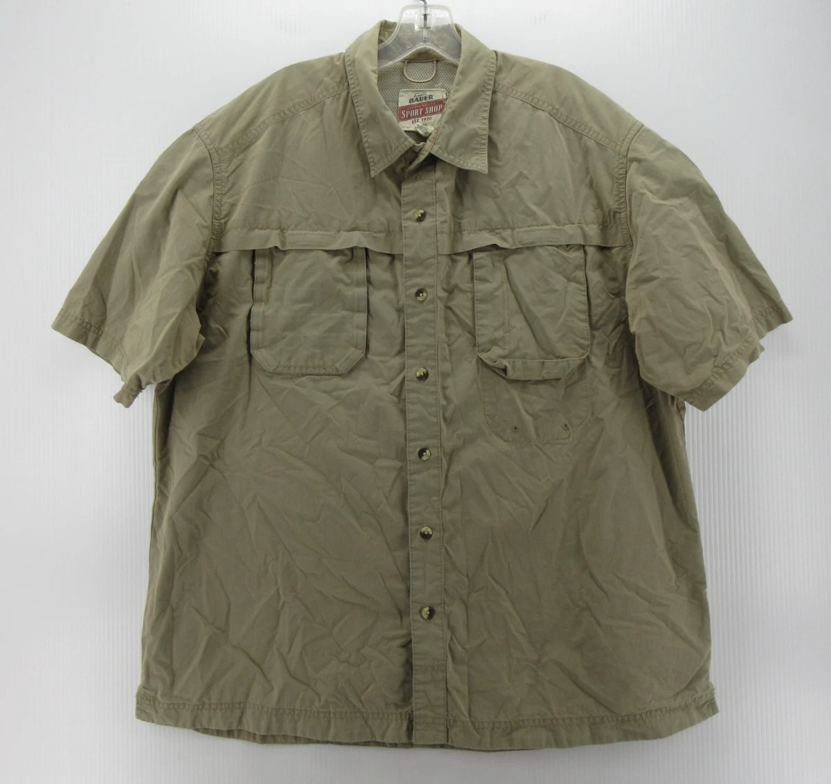 Eddie Bauer Shirt Men XL Beige Sport Shop Button Up Y2K Fishing Hiking Vented *