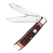 BOKER® Treebrand 1095 Trapper Jigged Brown Bone Classic Pocket Knife 3.84" Blade