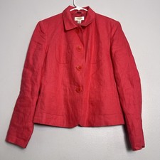 Talbots Womens Linen Pink Two Button Blazer Sz 6 Preppy Office Feminine Vacation