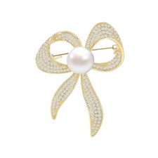 Pearl Flower Brooch and Pins for Women Gold Butterfly Bow Elegant Pin HDJ002