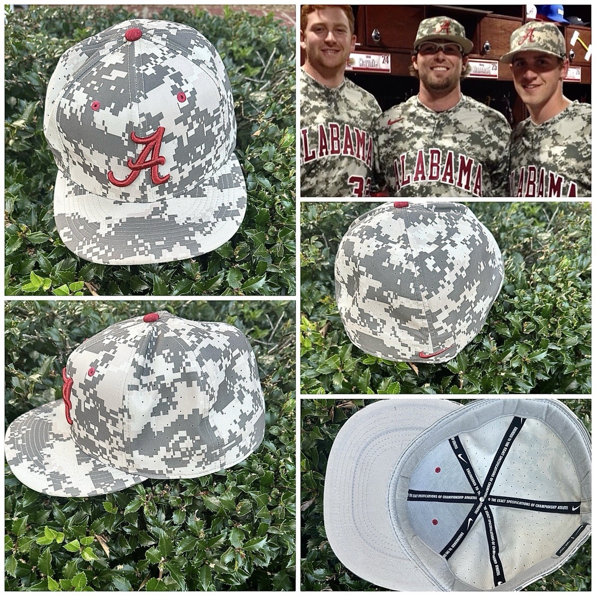 alabama crimson tide Team Issued Baseball Game Hat Camo Read! Nike Camo
