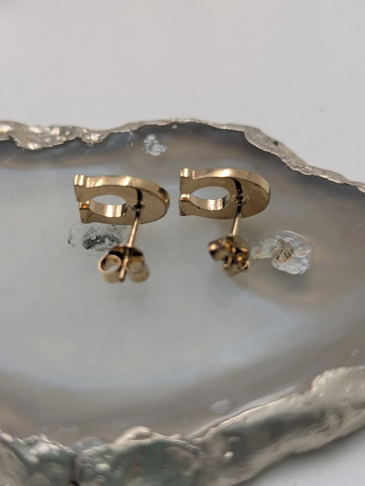 Pendientes de Diseñador Post Tono Dorado Esmaltados Brillo Rojo Logo Coach Nuevos sin Etiquetas Foto 3 de 4