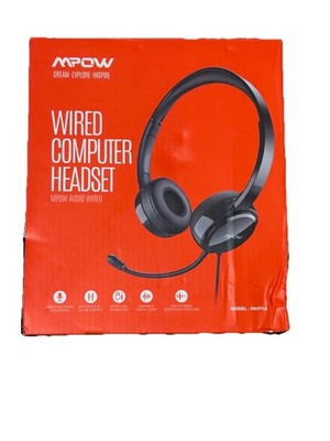 Kabelgebundenes Computer Headset MPOW PA071A Mikrofon, Audiosteuerung, USB/3,5 mm Audiostecker Neu