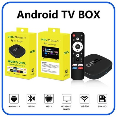 Onn 4K Android 13 Smart TV Box 4K Quad Core Set-Top Box 5G Konnektivität 8GB 128G