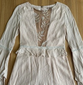 For Love & Lemons Emelia Romper Playsuit XS Blush Frilly Romantic Soft Girl