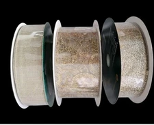 3 Rolls Member’s Mark Premium Ribbon 50 Yd 1.5 2.5 Wired Edge Gold Glitter Tan