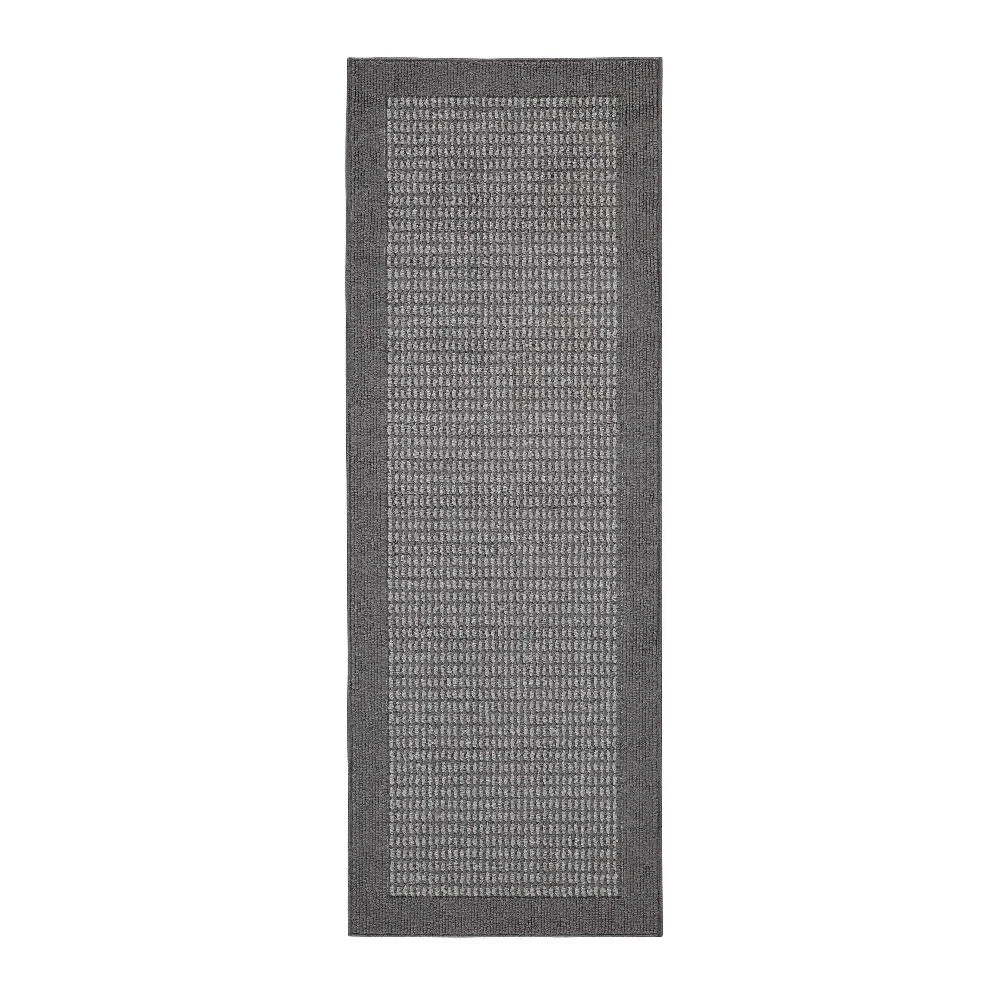 Faux Sisal Olefin Gray Border Indoor Runner Rug 2x6 ft