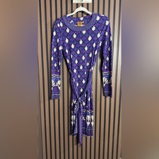 Tory Burch Purple Geometric Long Sleeve Dress Sz M