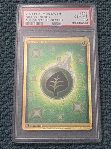 Pokémon 2021 Grass Energy 283/264 Fusion Strike Secret Rare Holo PSA 10 GEM MT
