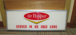 Vintage DR PEPPER Soda Sign 50's Chevron Logo 'Served In Cans' WOW LQQK!