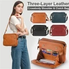 Crossbody Shoulder Bag Women's Handbag Bag Crossbody Bags Three Layer Leather
