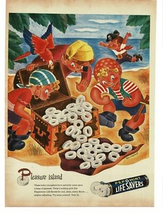 1945 Life Savers Pep-O-Mint Candy kids pirates Mac Sheppard art Vintage Print Ad