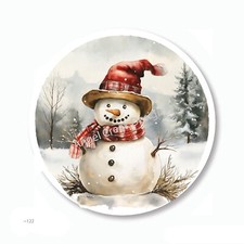 Snowman in Red Plaid Scarf Scrapbook Stickers Christmas Favors Envelope Seals