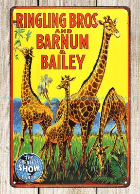 CIRCUS RINGLING BROS BARNUM AND BAILEY metal tin sign room plaque