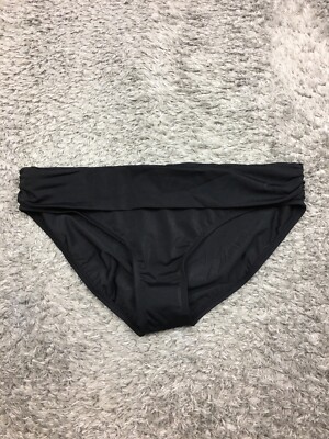 Jantzen Fold-Over Bikini Bottoms Womens Size 14 Black Stretch