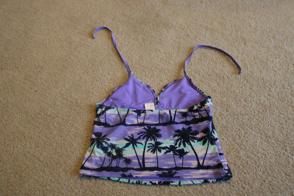 Xhilaration Girls Tropical Purple Swimsuit Bra Top Crop Size XL 14-16 - Image 2 of 4