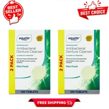4 Pack Total Equate Mint Fresh Antibacterial Denture Cleanser Tablets, 120 Count