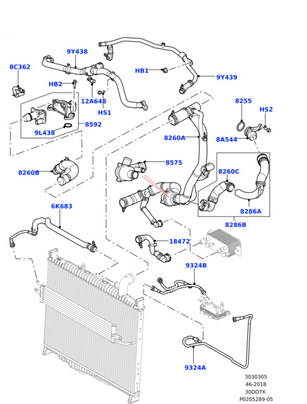 RANGE ROVER SPORT 3.0 TDV6 UPPER TOP RADIATOR COOLANT HOSE LR095544 (2010-2013)