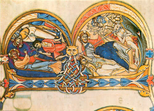 Postkarte>>Winchester Cathedral Library, Psalm 1, Christus vertreibt den bösen Geist - Bild 1 von 2