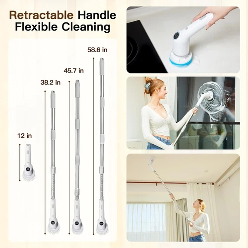 Electric Cleaning Brush Handheld Cleaner Cordless Spin Scrubber Kitchen Bathroom - Bild 4 von 8