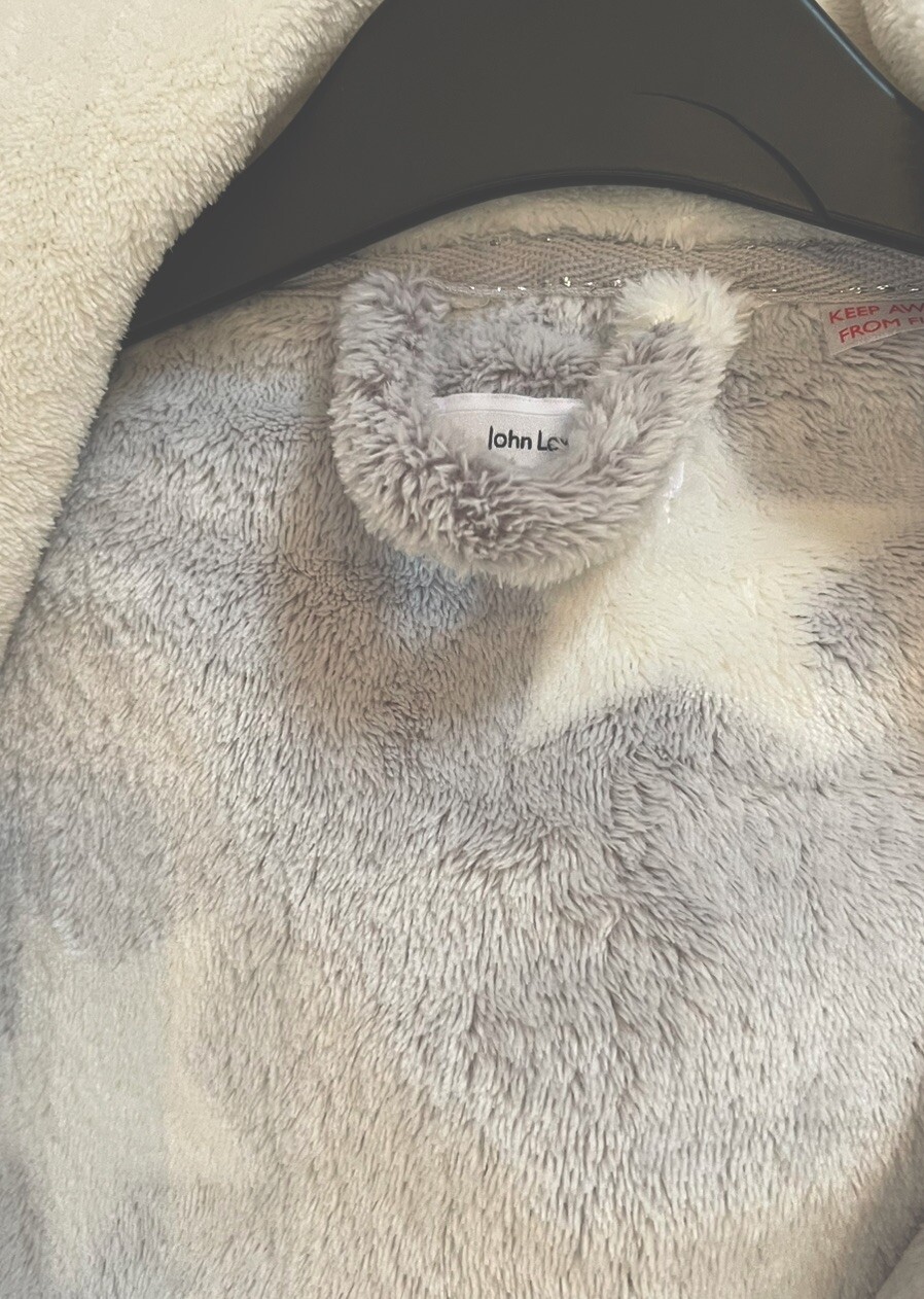 Women M Dressing Gown, John Lewis, Grey & White With Hood, BNWT eBay